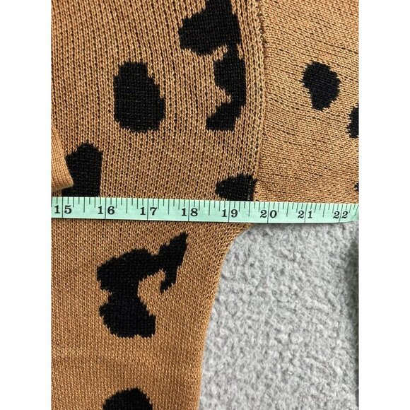 New Boho Leopard Print Sweater Women's Size Small Cream Cold Shoulder Top - Picture 7 of 10